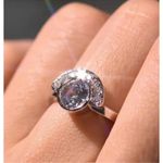 Boutique NEW 2Ct‎ Rhodium 925 Silver Half Moon Silver Simulated Diamond Ring, Size 8 Photo 5