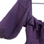 Free People  Oasis Smocked Ruffle Long Sleeve Midi Dress LARGE Dark Purple Photo 4
