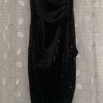Honey and Rosie Asymmetrical Black Velvet Sequin Dress Photo 0
