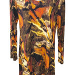 Karen Kane Karen Kane Long Sleeve Dress Large Orange Brown Abstract Print Stretch Casual Photo 0