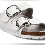 Birkenstock | Arizona Women’s White Leather Big Buckles Slide Sandals Size 39 (… Photo 12