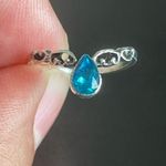 Teal crystal silver ring size 4.5 Photo 3