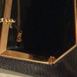 VINTAGE BLACK Clutch WITH gold chain Hardware is gold Photo 10
