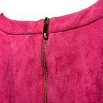 Julie Brown Suede Short Sleeve Triangle Cut Out Sheath Dress Pink Gold Medium Photo 4