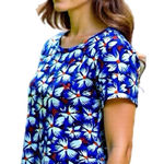 LuLaRoe NWT  Blue Floral Top Sz S/XS US 4 Short Sleeve Classic T Shirt Blouse Photo 0