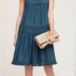 Anthropologie Floreat Senna Fringe Teal Dress Size Small Photo 0