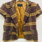 BCBGMAXAZRIA Multicolor Plaid Short Sleeve Blazer Photo 0