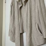 Barefoot Dreams cozy chic ivory beige waffle knit drape front cardigan sweater Photo 2