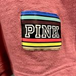 PINK - Victoria's Secret PINK Victoria Secret Over-Sized Crew Neck Sweatshirt, Pink and White, Size M Photo 5