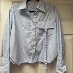 Parker Blue Striped Button-Up Shirt with Pocket, size Small Photo 0