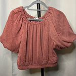 By The River Blush Pink Puff Sleeve Blouse Large Photo 0