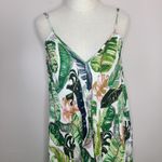 Japna Goa Beachwear By  Medium Cover‎ Up Dress Green Pink Palm Print Pom Pom Trim Photo 1