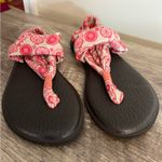 Sanuk  Yoga Sling Ella Print Sandals 1016355 Women’s Size 7 Tan Pink Geometric Photo 1
