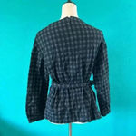 Banana Republic NWT Navy Blue Plaid Peplum Belted Long Sleeve Top Size S Photo 1