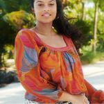 Anthropologie  Blank Bl-nk London Tessa Orange Silky Blouse Size Small Bohemian Photo 3