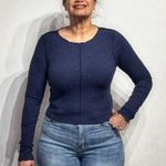 Aerie  Navy Ribbed Cropped Long Sleeve Top Sz M Photo 0