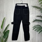 We Wore What NWT  Black Bowery Pant Rigid Denim Belted Contrast Stitch size 27 NEW Photo 2