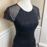 Rebecca Taylor  Black Fit & Flare Dress Silk Blend Sheer Sleeves Size 2 Photo 1