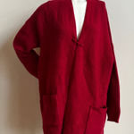 J. Jill Bold Red Knit cardigan with safety pin closure Size XL Photo 0