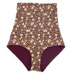 NWT June Loop Ultra High Waist Swim Bottoms Reversible Floral Print Size XS NEW Brown Photo 0