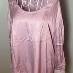 Nation Ltd Anthropologie Pink Satin Long Sleeve Top Size L Scoop Neck Pleated Photo 0