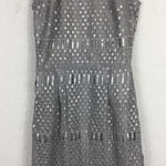 Saylor Silver Illusion Netted Sequin Sheath Knee Length Dress Small Photo 8