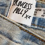Princess Polly 8 Holly Asymmetric Rip Leg Jeans Light Wash Denim Baggy New Photo 9