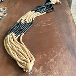None Wood beaded layered necklace very chunky but light weight black and tan color Photo 4