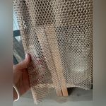 Gianni Bini  mesh beaded midi dress bodycon beige champagne adele metallic gold Photo 7