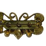 Vintage Rhinestone Butterfly Heart Brooch Jewel Tone Gold Plated Jewelry u c Blue Photo 1