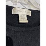 Casual Corner Sweater Small Black Embroidered Roses Wool Blend Knit Sweater Photo 2