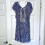 Cupshe blue floral open back tie dress coverup M Photo 9