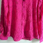 Saks 5th Avenue Saks Fifth Avenue Womens Pink Lace Sheer size L Long Sleeve Button Floral Mesh Photo 3