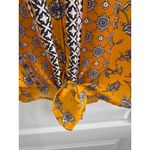 West Kei West‎ Kei Mustard Floral Tie-Front Blouse Size M Photo 4