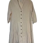 Beachsissi Womens Dress Size S Beige White Gingham Button Front Tiered Casual Photo 0