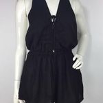 Elan  Halter Lace Up Front Romper Cover Up Photo 0