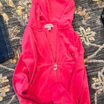 Juicy Couture bright pink velour full zip hoodie sweatshirt Photo 0