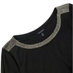 Lands' End | Black with Speckled Embroidered Crew Neck Blouse Size XL 18 Photo 8