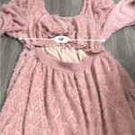SheIn Pink Feather Fringe Tie Open Front Long Sleeve Mini Dress Size 4XL Photo 7