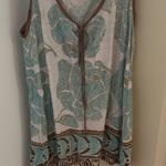 Neutral Earthy Toned Relaxed Boho Floral Tank Top Blue Photo 3