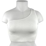 Aritzia Babaton Women's White One Shoulder Sleeveless Rib Knit Crop Top Size XL Photo 2