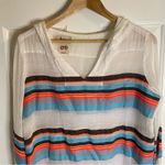 Lemlem  Thin Ivory Pull-over Hoodie with Colorful Stripes Size Medium Photo 3