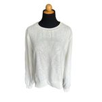 Anthropologie Medium Snow White Long Sleeve Sequined Shirt 100% Cotton Photo 5