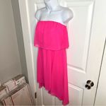 Nymphe Strapless Hi Lo Hem Chiffon Mini Dress Hot Pink S NWT Photo 3