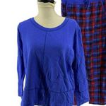 Nautica Blue Plaid Fleece Cozy Warm Pajama Set Womens Large Photo 0