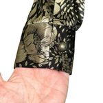 Vintage Silver Threads Gold & Black Floral Button Down Blouse Size M Photo 2