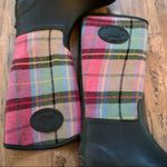 Chooka   Mid Height Black Rubber Rain Boots Size 8M 8 Plaid Upper Photo 6