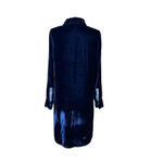 CP Shades  S Blue Velvet Tunic Shirt Dress Long Sleeve Button Down Silk Rayon EUC Photo 4
