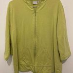 Woman's Neon Green Zip up 3/4 Sleeve‎ with Pockets Size 1X Photo 0