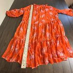 Vince Camuto  Dress Sheer Long Sleeve V-Neck babydoll Dress Ruffle Hem Size Large Photo 5